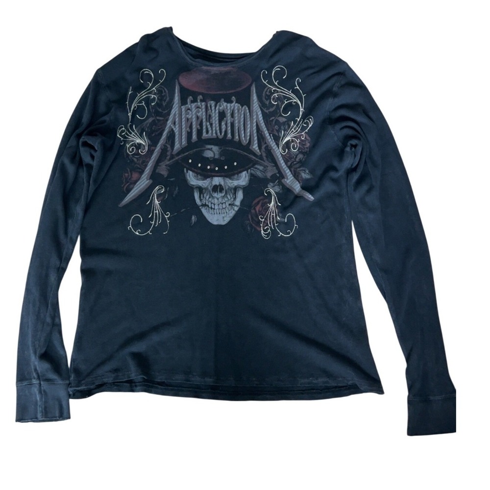 AFFLICTION Skull Thermal Long Sleeve Size 2X Large‎